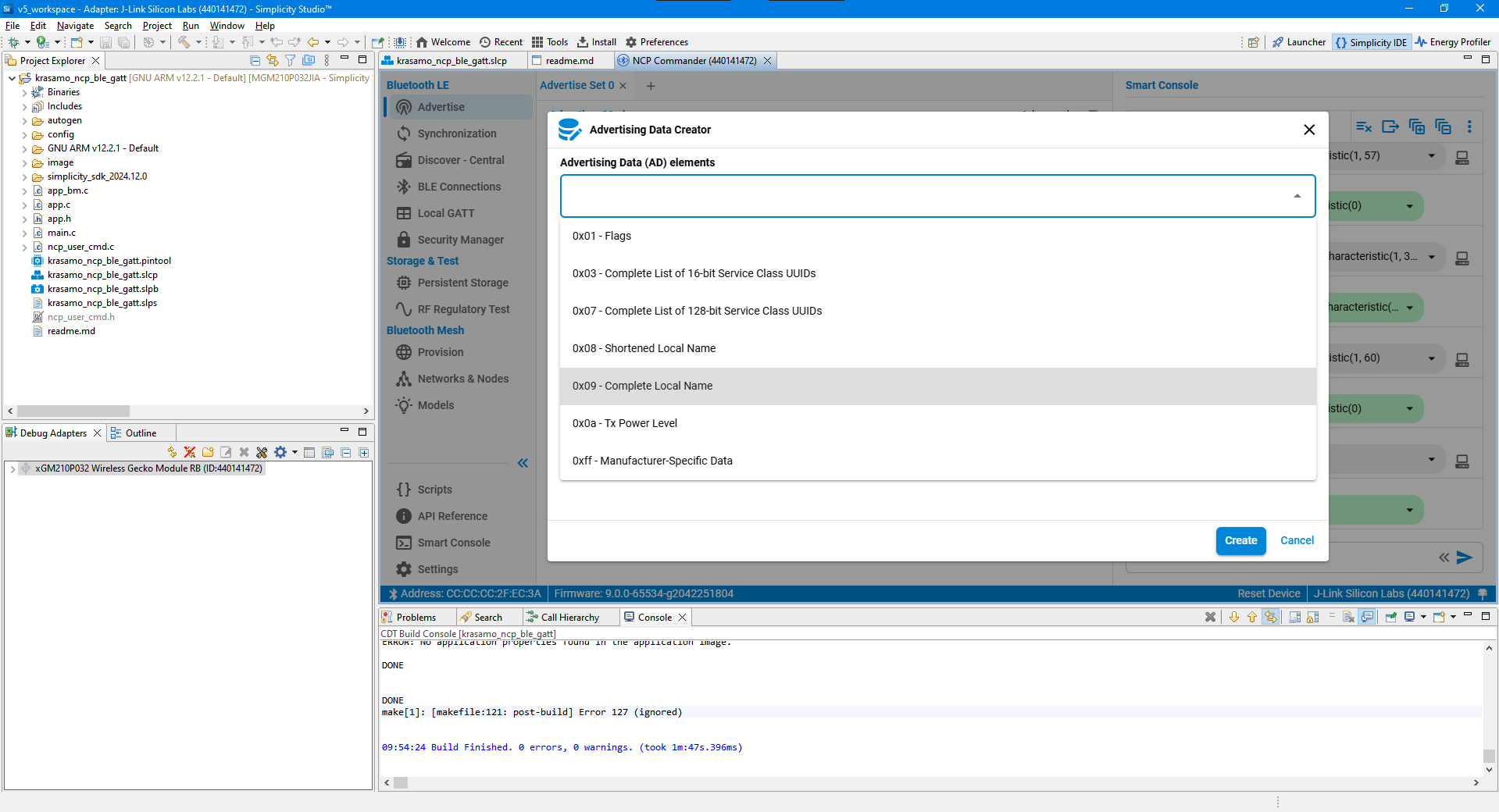 Image 16. NCP Commander - Advertising Data Creator - Select complete local name element