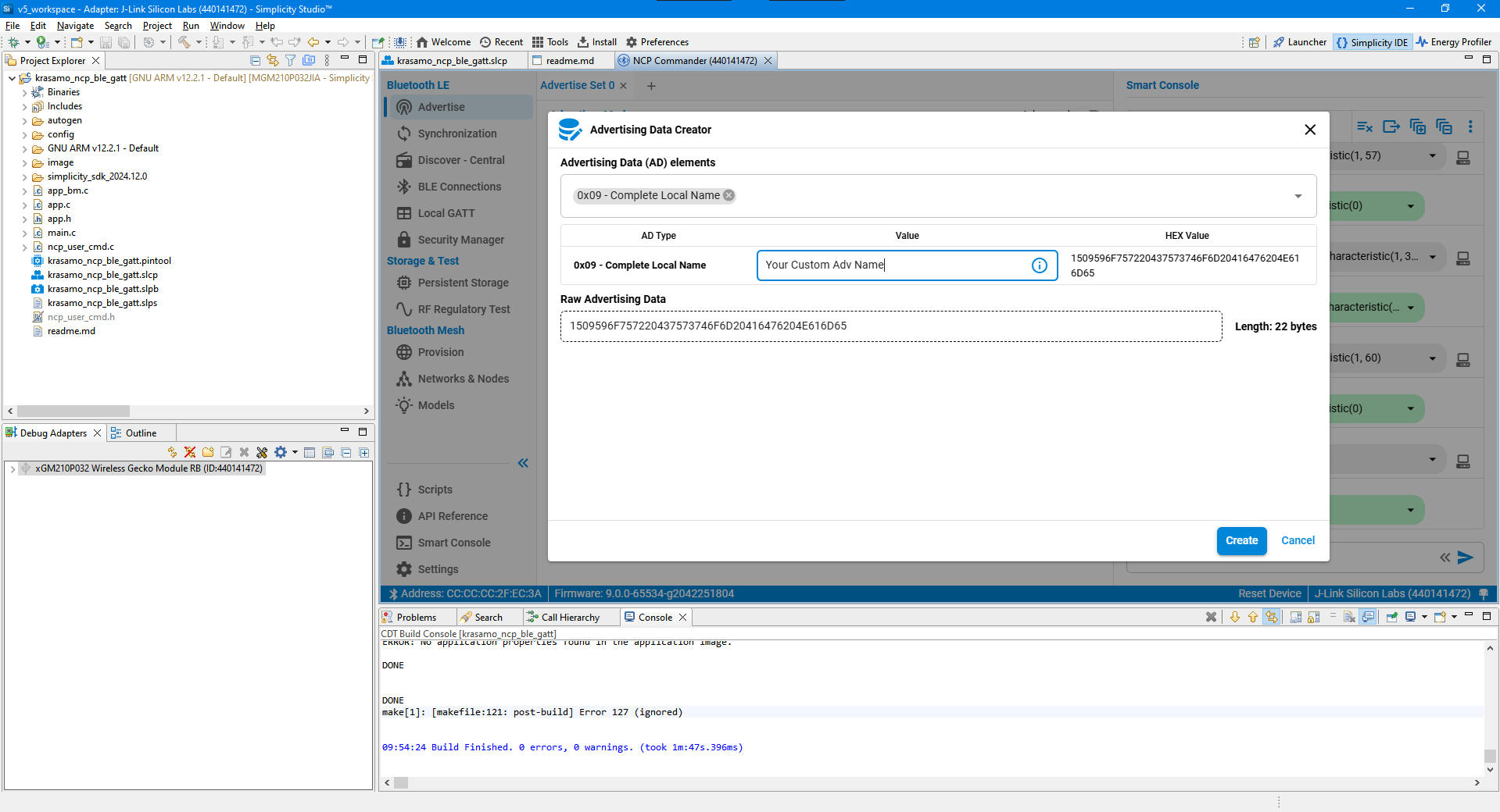 Image 17. NCP Commander - Advertising Data Creator - Customize complete local name element