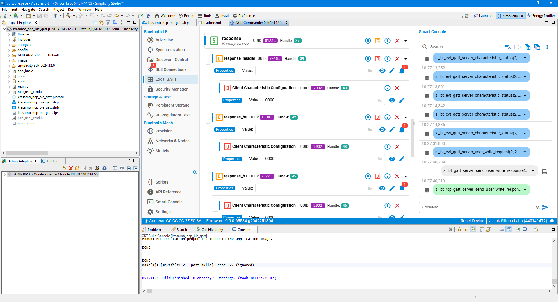 Image 21. NCP Commander - Characteristic notification subscribed by the client