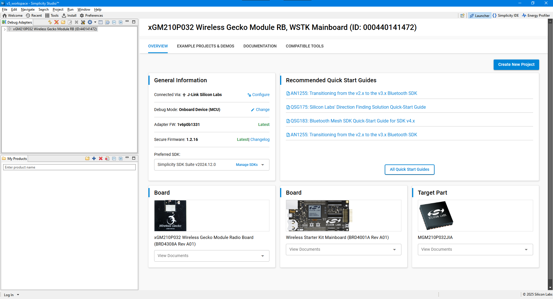 Image 2. Dev board project screen