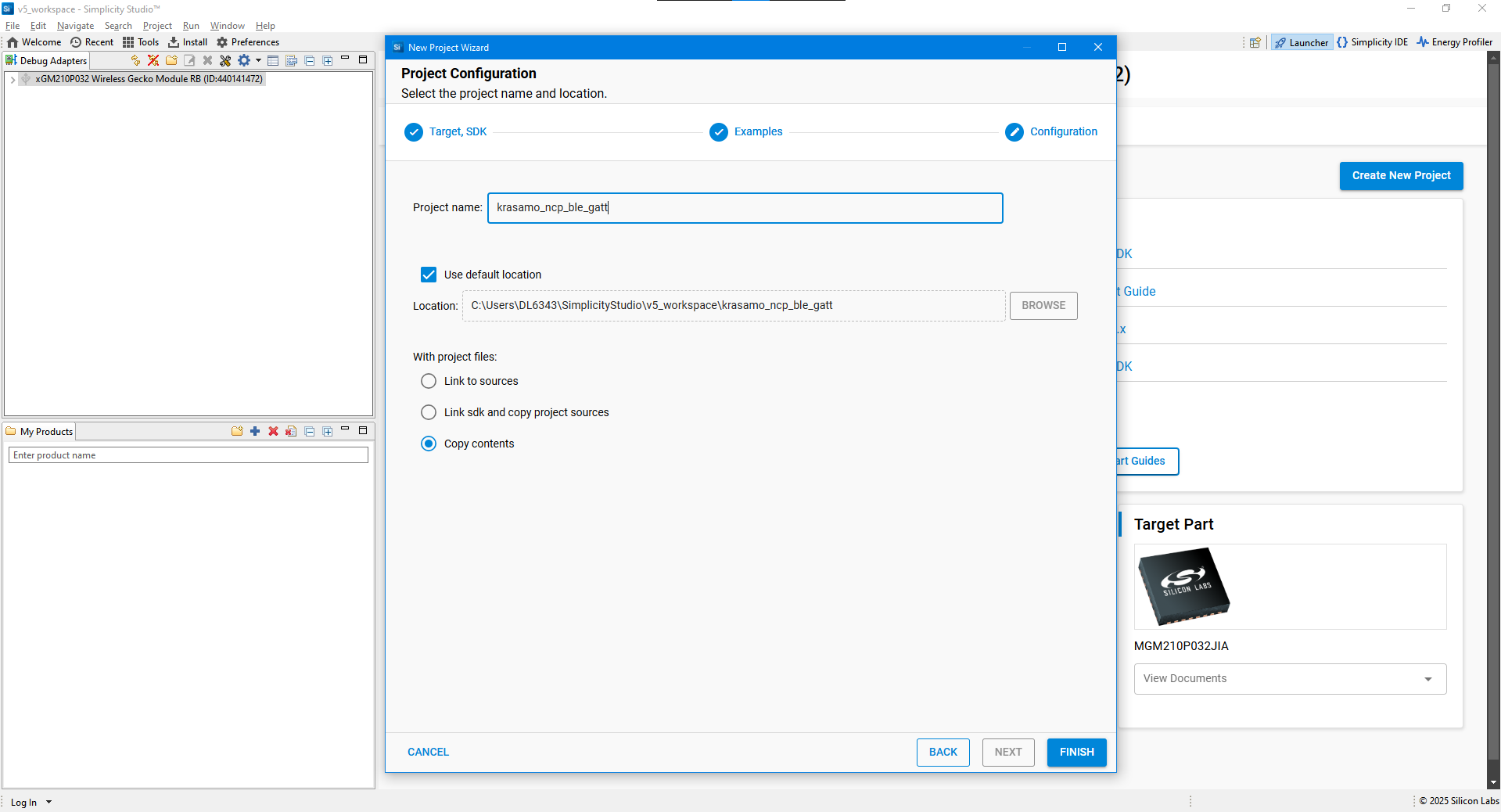 Image 4. New Project Wizard Project Configuration
