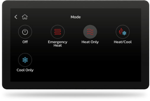 thermostat mode settings screen