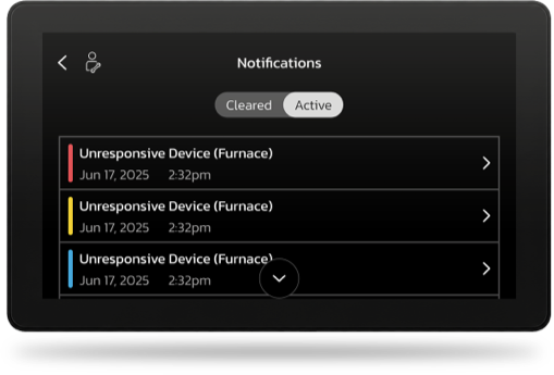thermostat notifications screen