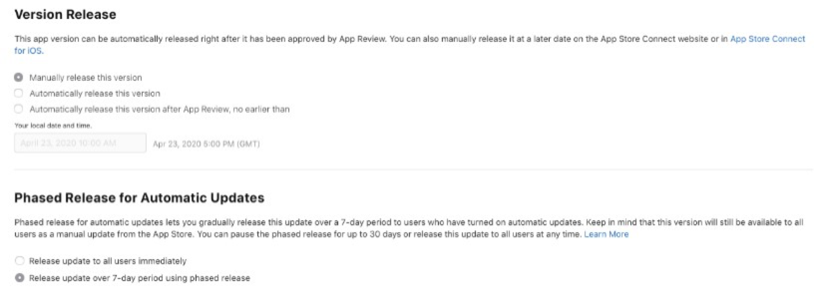 Updated app available in the App Store and distributed to users Updated app available in the App Store and distributed to users