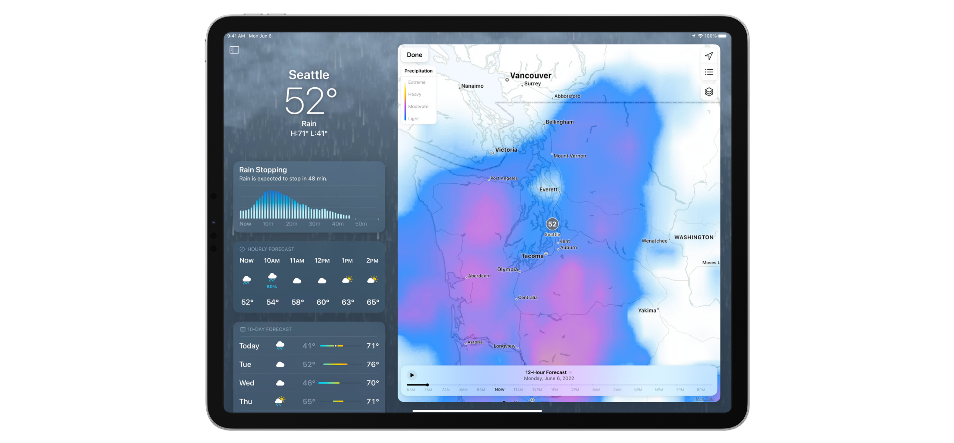 Weather App on iPad Weather App on iPad