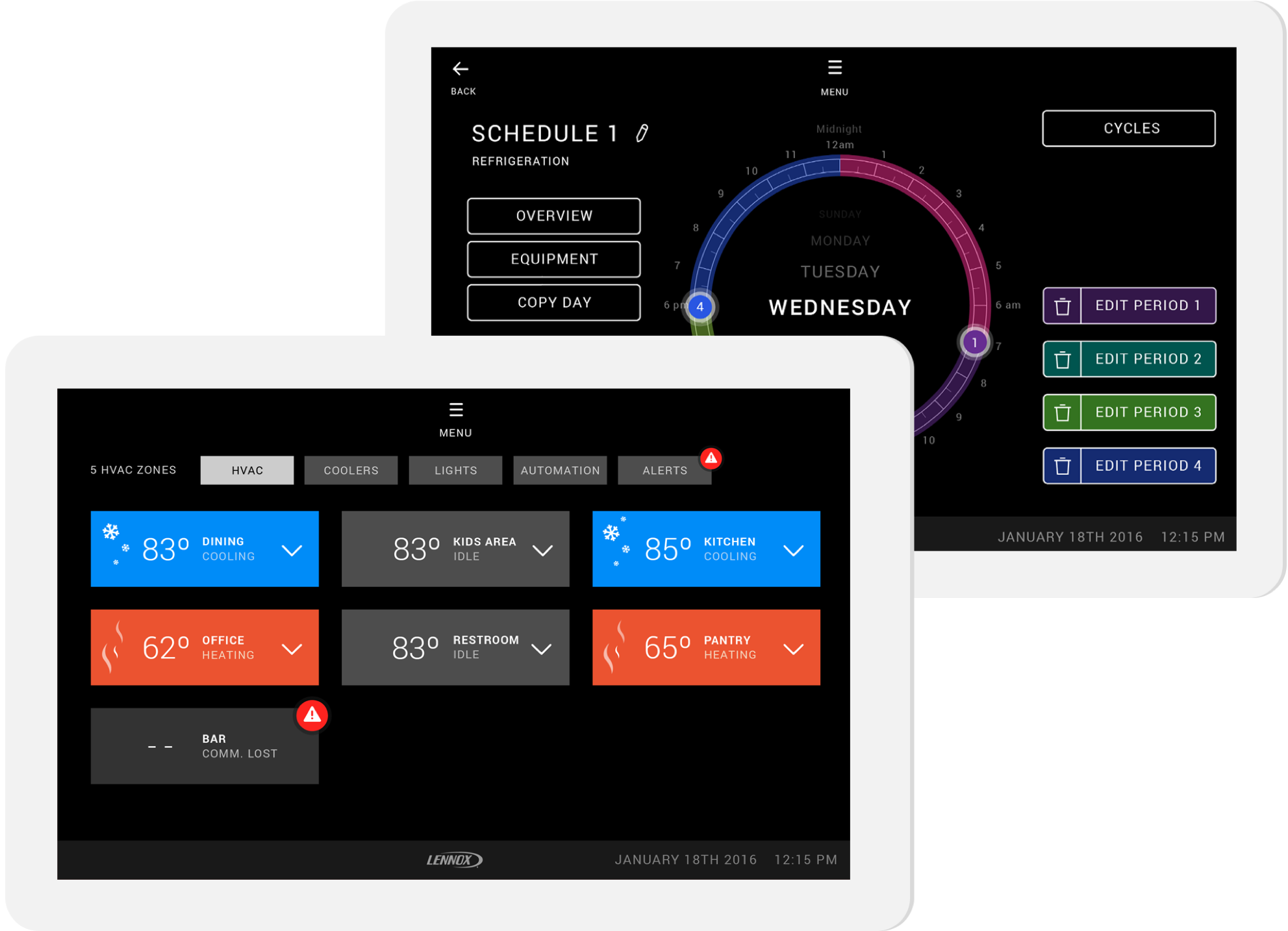 Lennox iCON Refrigeration and Automation on Android Tablet