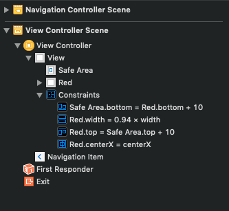 iOS constraints for Red view