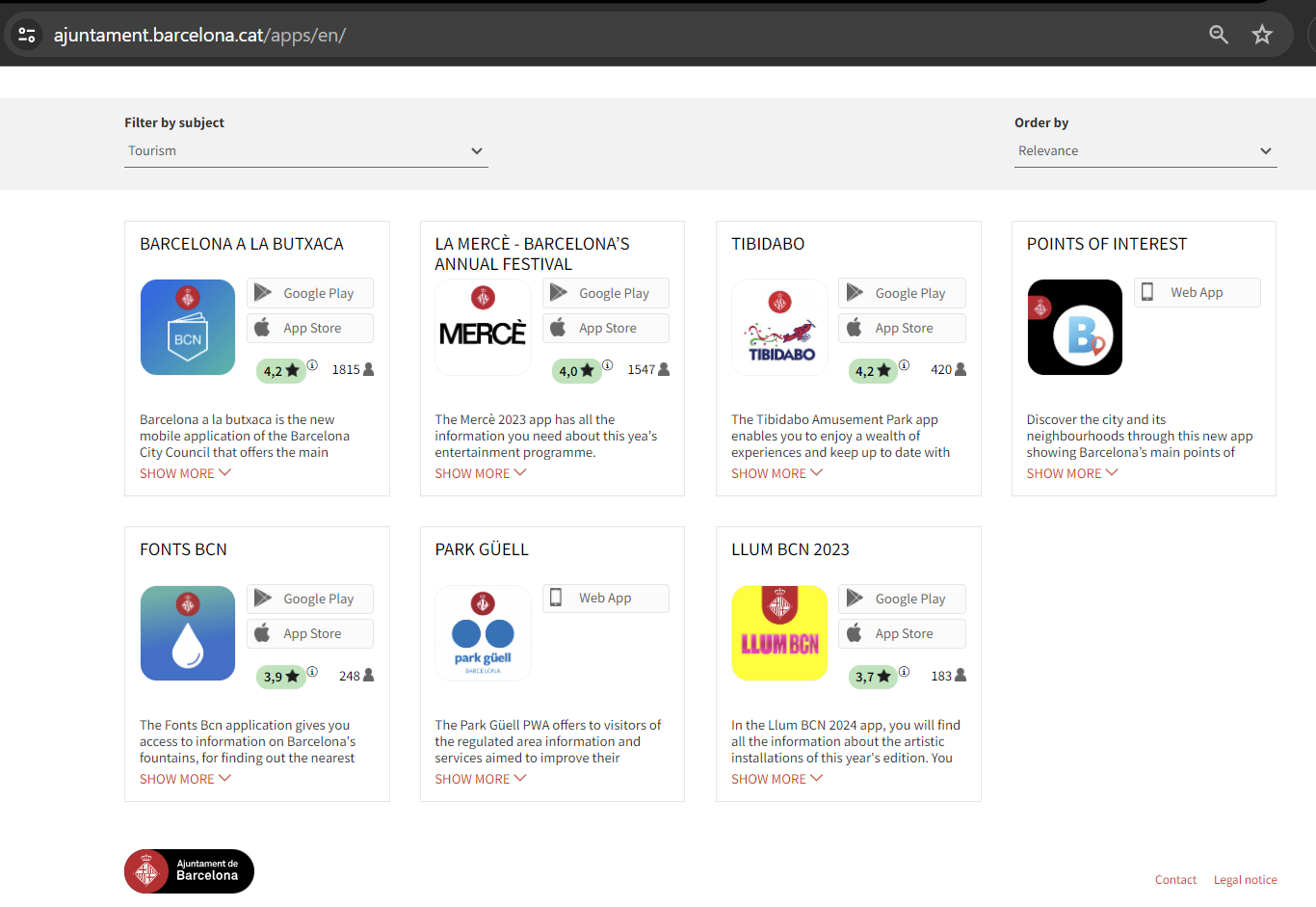 Image from Ayuntament de Barcelona web page of its municipal app directory
